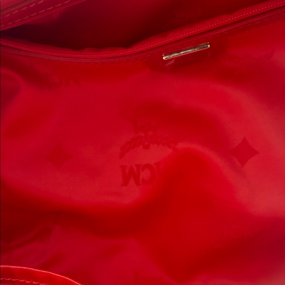 MCM Glossy Red Patent Barrel Bag - Picture 9 of 12